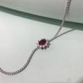wholesale S925 Sterling Silver Sunflower Bracelet for Women, Red Simulated Gemstone, Elegant Rhinestone Design, Adjustable, Wholesale-0-1