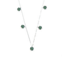 wholesale Metal: S925 Sterling Silver Cross-Border Classic Six-Prong Moissanite Necklace for Women, Daily Korean Minimalist Design Personalized Collarbone Chain Wholesale-5 carat (green moissanite) necklace 925 silver