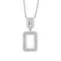 wholesale S925 silver hollow square diamond ring, tassel earrings, square pendant necklace, and bracelet European and American jewelry four-piece set-0-7