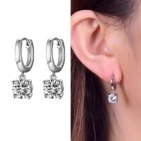 wholesale Metal S925 fashion kara super flash inlaid diamond ear studs exquisite minimalist temperament high-end sense birthday gift for girlfriend-Carat Drop Earrings 925 Silver