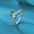 wholesale S925 Silver ZHUO ZHI FAN Jewelry Live Stream Collection Ins Style Daily Wear Versatile 6*8mm Tourmaline Green Oval-Cut Ring-0-1