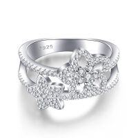 wholesale 925 Sterling Silver Star Ring Small and Unique Star-shaped Women's Ring Five-pointed Star Wedding Ring-Platinum US size 7#