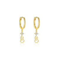 wholesale S925 Sterling Silver European And American Cross-border Personalized Musical Note Fashion Earrings For Women With Inlaid Sparkling Zircons, Luxurious French Style Trendy Minimalist Earrings-E5160-Gold/Pair 925 Silver