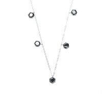 wholesale Metal: S925 Sterling Silver Cross-Border Classic Six-Prong Moissanite Necklace for Women, Daily Korean Minimalist Design Personalized Collarbone Chain Wholesale-2.5 carat (black moissanite) necklace 925 silver