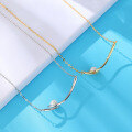wholesale S925 Sterling Silver Minimalist Design Cross Pearl Necklace for Women, Choker Collarbone Chain, Light Luxury Elegant Wrapped Freshwater Pearl Pendant-0-3