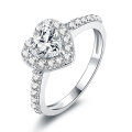 Metal Cross Fork Double-Layer Heart Diamond Ring for Women-0-6