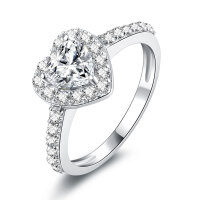 Metal Cross Fork Double-Layer Heart Diamond Ring for Women-Sweet heart-shaped diamond ring [K white]  10 US size