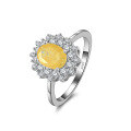 wholesale S925 Sterling Silver, Cloud-Pull Jewelry Yellow Zircon Ring with Ice Flower Cut Zirconia for Women, Colored Jewelry Ring-0-4