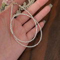 wholesale S925 Sterling Silver Broken Silver with Swarovski Pearl Link Necklace for Women, Korean Spring and Summer New Arrival, Versatile Minimalist Style Choker-0-1