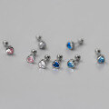 wholesale S925 Sterling Silver Ins Style Blue Diamond Heart Stud Earrings Student Small and Exquisite Women's Jewelry M03248-0-0