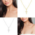 wholesale Metal: Classic Zircon-studded Cross Collarbone Necklace, Hot-selling On Ins, Trendy In Korea's Dongdaemun-0-3