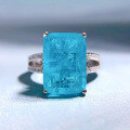 wholesale S925 Silver New Style 10*14 Rectangular Paraiba Color Ring for Women,ins-0-1