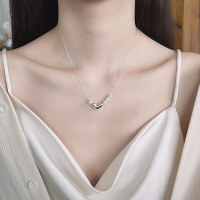 wholesale S925 Sterling Silver Trendy Versatile Ins Small Niche Design Pearl Heart Pendant Choker Necklace for Women-599LH/approx. 4g 925 silver