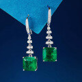 wholesale 925 Silver Plated ZHUOZHFAN Jewelry 10*10mm Simulated Emerald Cut Full Diamond Extravagant Retro Square Earrings Ear Drops-0-3