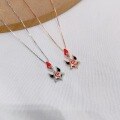wholesale [Rose Gold Plated S925 Sterling Silver] Red Fox Necklace for Women, Minimalist Designer Small Luxury Pendant Collarbone Chain-0-3