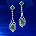 wholesale S925 silver new jewelry 1ct white zircon green diamond earrings women cross-border wish hot selling-0-3