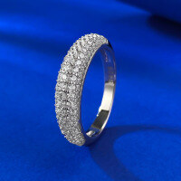 wholesale S925 Sterling Silver New European and American Full Diamond Zirconia Ins Trendy French-style Ring for Women AliExpress Cross-border Model-R1012 White Diamond No.7