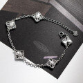 wholesale S925 Sterling Silver Fresh and Sweet Ins Style Niche Design Exquisite Engraved Four-Leaf Flower Bracelet S7771-0-2