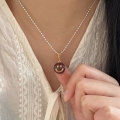 wholesale S925 sterling silver smiley enamel pendant necklace, minimalist luxury design, versatile sweater chain-0-3