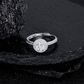 Silver Cross-Border New 50-Point Round Moissanite Open Adjustable Ring, Luxurious Wedding Band-0-1