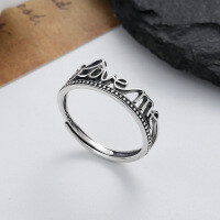 wholesale S925 Sterling Silver Double Layer English Letters Love Me Ring Sweet and Cool Style Niche Fashion Temperament Versatile Ring-322FJ/approx. 1.92g Adjustable opening