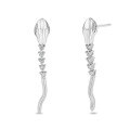 wholesale 925 Sterling Silver Snake-Shaped Stud Earrings with Zirconia and Fringe, Fashionable Sweet and Edgy Animal Rattle Snake Design-0-6