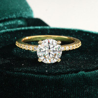 18K Gold Plated S925 Silver Round Moissanite Four-Prong Ring-1CT (set with moissanite)  9 yards
