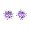 wholesale Metal material first, cross-border new one-carat sunflower moissanite stud earrings, niche fashion trend versatile inlaid earrings wholesale-0-6