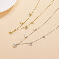 wholesale S925 sterling silver micro-paved zirconia key lock tassel necklace, a fashionable multi-element sweet and cool girl accessory collarbone chain-0-2