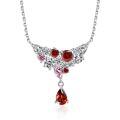 wholesale S925 Sterling Silver European and American Fashion Colored Gemstone Pendant Collarbone Necklace with Design Sense, Colored Zircon Necklace for Women, Light Luxury High-End Feel-0-0