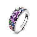 wholesale S990 Sterling Silver Retro Resin Enamel Auspicious Peony Flower Ring, Vintage Chinese Style Classical Elegance Index Finger Ring-0-4