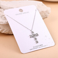 S925 Silver Minimalist Cross Pendant Necklace Wholesale Women's Trendy-s925 sterling silver + YD-5427B 925 silver