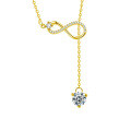 S925 Sterling Silver Infinity Symbol Tassel Necklace with Moissanite Pendant-0-5