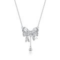 wholesale S925 Sterling Silver Original Runaway Princess Series Bow Necklace for Women, Elegant and Sweet Girl Collarbone Chain for Qixi Festival-0-4