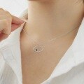 wholesale S925 Sterling Silver Evil Eye Necklace for Women, Blue Bead Eye Design, High-End and Niche Luxury Collarbone Chain-0-1