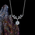 S925 Silver New Deer-themed Pendant Necklace with 1ct Moissanite for Valentine's Day-0-1