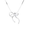 wholesale S925 Sterling Silver Korean Ins Style Bow-Shaped Necklace, Minimalist Design, Creative and Versatile Accessory-0-5