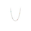 wholesale S925 Sterling Silver IU Same Style Mini Rainbow Bead Mixed Silver Bead Necklace Simple and Elegant Stackable Collarbone Chain Wholesale-0-4