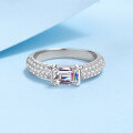 wholesale PT950 Gold Plated 925 Silver Women's Alien Engagement Ring Wholesale Moissanite Ring Radiant Emerald Cut-0-0