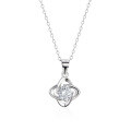 wholesale 999 Sterling Silver Four-Leaf Clover Necklace for Women, Summer Luxury Small Moissanite Diamond Pendant, New Collarbone Chain-0-3