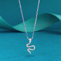 wholesale S925 Silver Exquisite Full-Diamond Snake Necklace, Luxe Design, Fashionable and Elegant for Women's Live Streaming-0-5