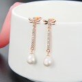 wholesale 925 Sterling Silver Teardrop Pearl Earrings, Light Luxury High-End Elegant Niche Design Long Drop Earring Studs-0-5