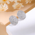 wholesale 18K gold oval full diamond earrings with 50 points of natural real diamonds, simple and elegant ear studs for women-0-1