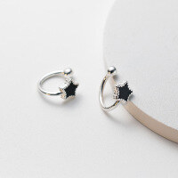 wholesale S925 sterling silver small resin star ear clips, delicate and sweet, fresh and elegant exquisite earrings M04242-S925 silver pair>925 silver