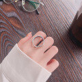 wholesale S925 Sterling Silver Irregular Smooth Concave Creative Edge Letter Ring Minimalist Versatile Index Finger Ring-0-3