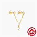 wholesale 925 Sterling Silver with Rhinestones, Star Chain Tassel Ear Clip, Ins。-0-7
