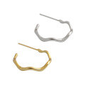 wholesale S925 Sterling Silver EA442 Korean-style Minimalist Wave-patterned C-shaped Stud Earrings for Women, Ins-0-4