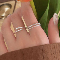 wholesale S925 Sterling Silver Double-Layer Open Adjustable Ring for Women, New Ins Trendy Index Finger Ring, Small Niche Luxury Band-Ring Minimalist Model (Pure Silver)