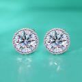 wholesale S925 Sterling Silver Moissanite Web Stud Earrings for Women, Small Design Earrings with Elegant and High-End Feel, Round Diamond Earrings-0-1