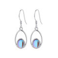 wholesale 925 Sterling Silver Cross-Border New Hollow Oval Moonstone Earrings, Bohemian Small and Versatile Ear Drops-0-4